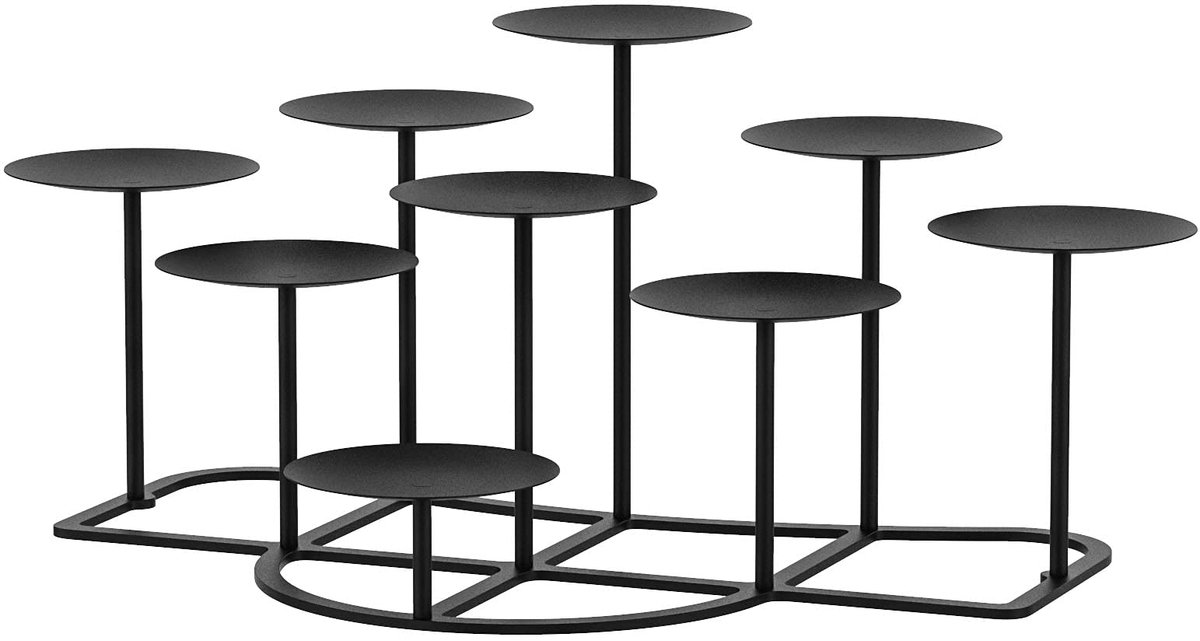 SnelShoppen - DIY 9 Mantle Kandelaar Vlamloze en Wax Kaarsenhouders voor Open Haard - Zwart Ijzer Decoratie voor Bureau en Vloer