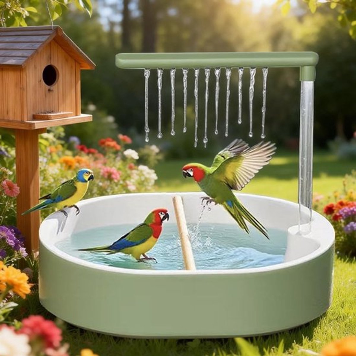 Automatische Vogelbad met USB, 32 x 28 cm, Ideaal voor Parkieten, Papegaaien en Inseparable Vogels, Regenwater Circulatie en Hygiënische Badervaring