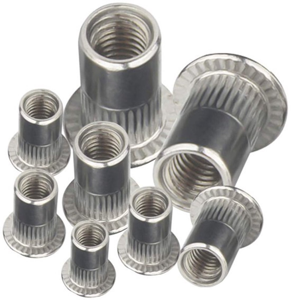 Grote Rivetmoeren M3/M4/M5/M6/M8/M10/M12 - Draadmoeren van RVS, Set van 10 Stuks voor Diverse Toepassingen
