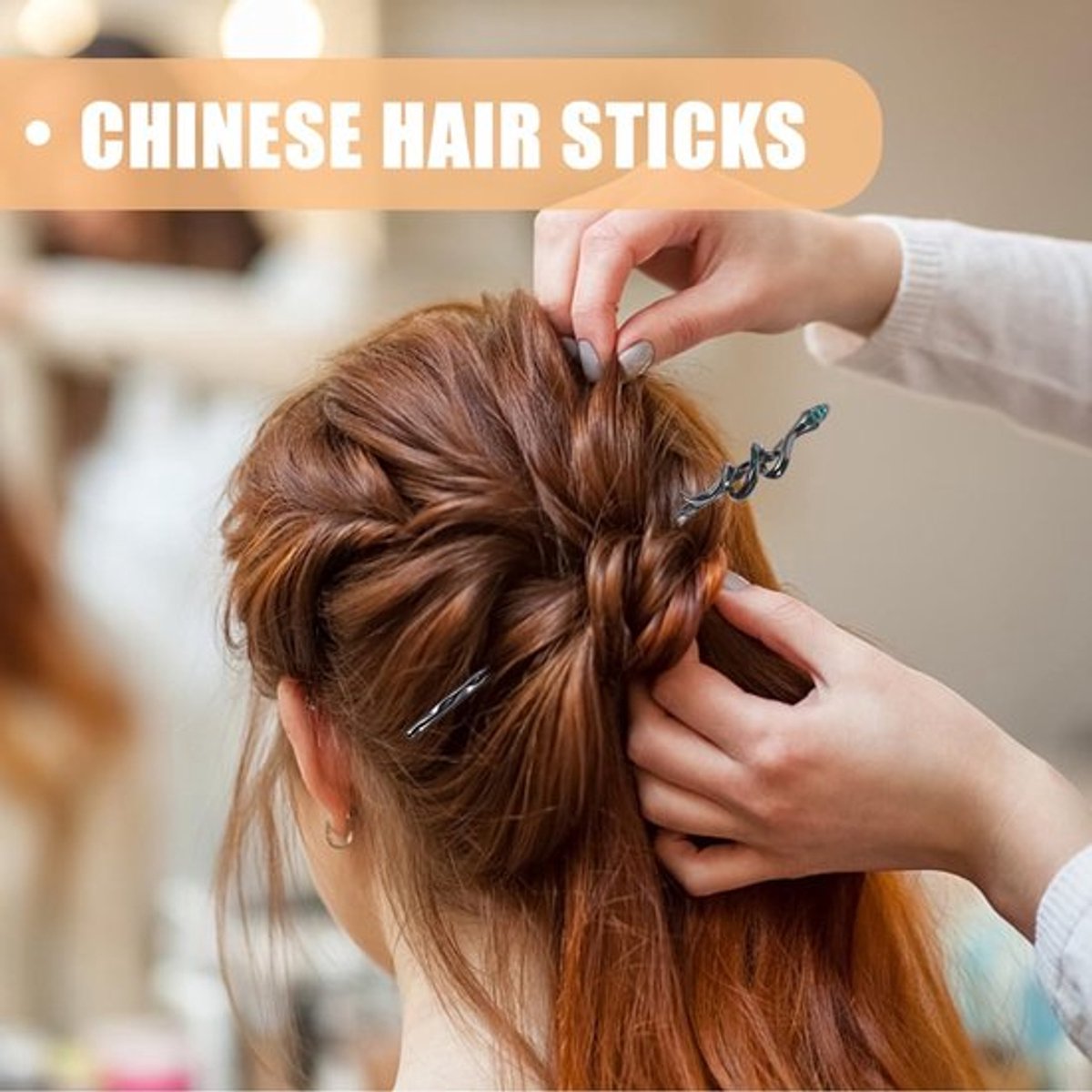 Slangenhaar eetstokjes - Chinese stijl - Haarvork - Slanghaarstick - Chignon haaraccessoires - Zwart - Hanfu headwear 2 stuks