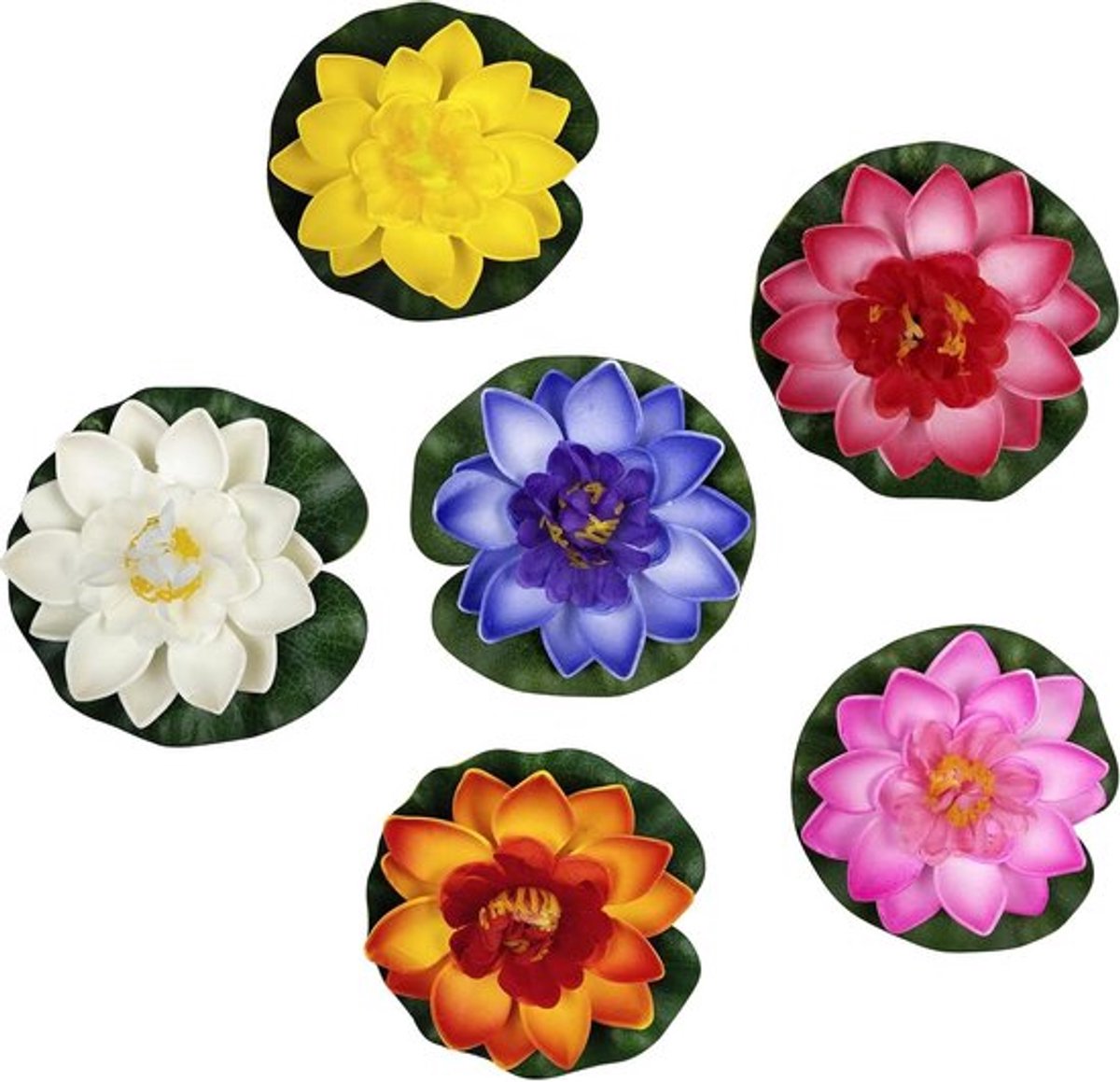 Kunstmatige Waterlelies Set van 6 - Drijvende Bloemen Decoratie voor Tuin, Vijver en Zwembad