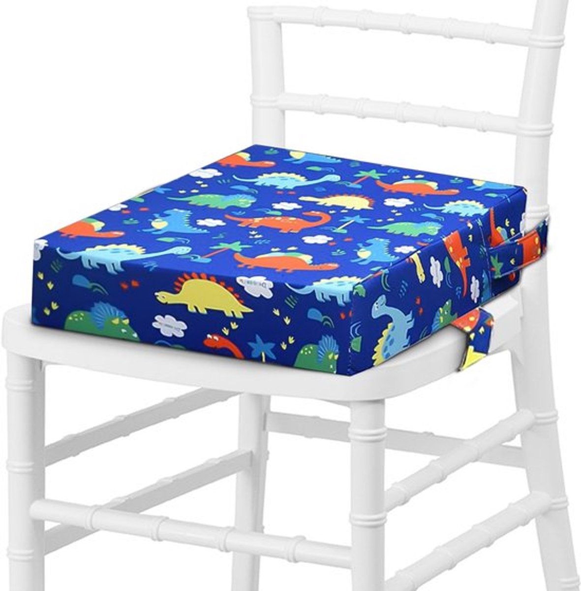 Demontabele en Wasbare Boosterkussen voor Eetstoelen met 2 Verstelbare Veiligheidsriemen en Antislip-onderkant voor Kinderen, Ideaal voor Reizen en Thuisgebruik