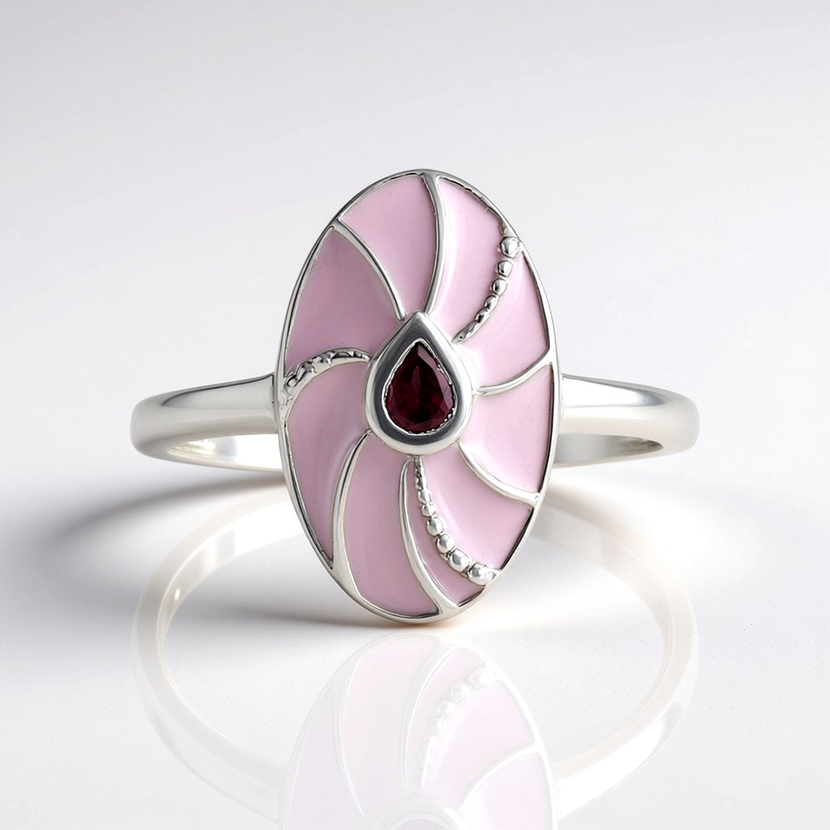 Cavill - Zilveren Ring Rhodoliet 0,18 ct Peervorm - 925 Sterling Zilver Gerhodineerd - Monosono Collectie Damesring Elegant Roze Edelsteen