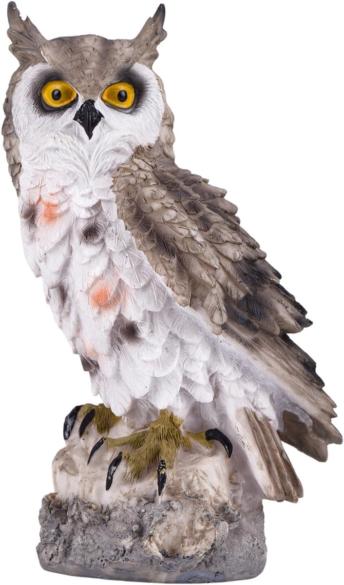 SnelShoppen - Leuke uil standbeeld tuin decoratie ornament beeldjes voor buiten, hars dieren figuren, schattige uil voor tuin, boerderij en desktop de