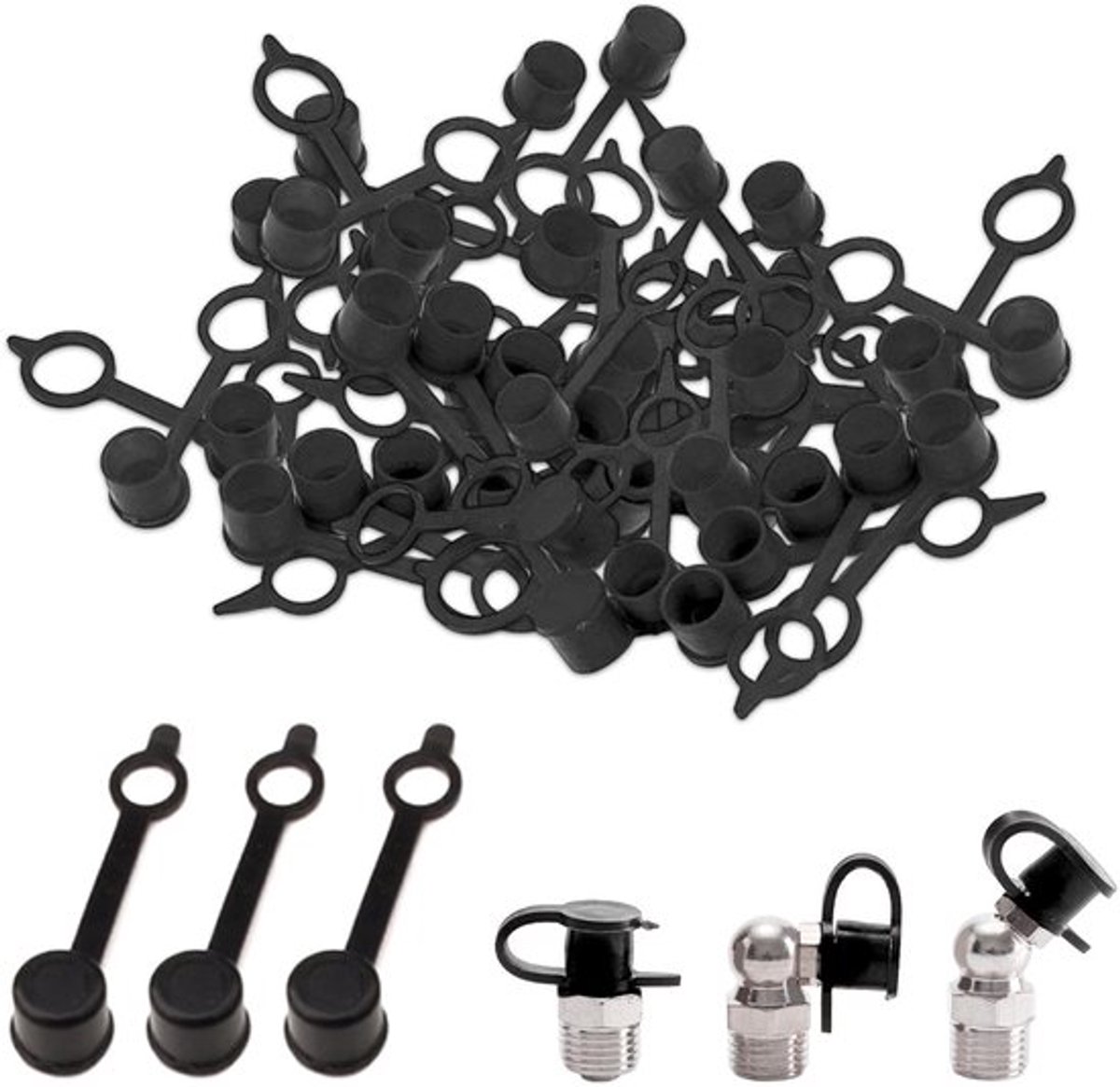 Smeernippel 100 Stuks - Beschermdoppen M6/M8/M10 - Vetmondkap - Voor Auto's/Motorfietsen - Assortiment - Beschermkap