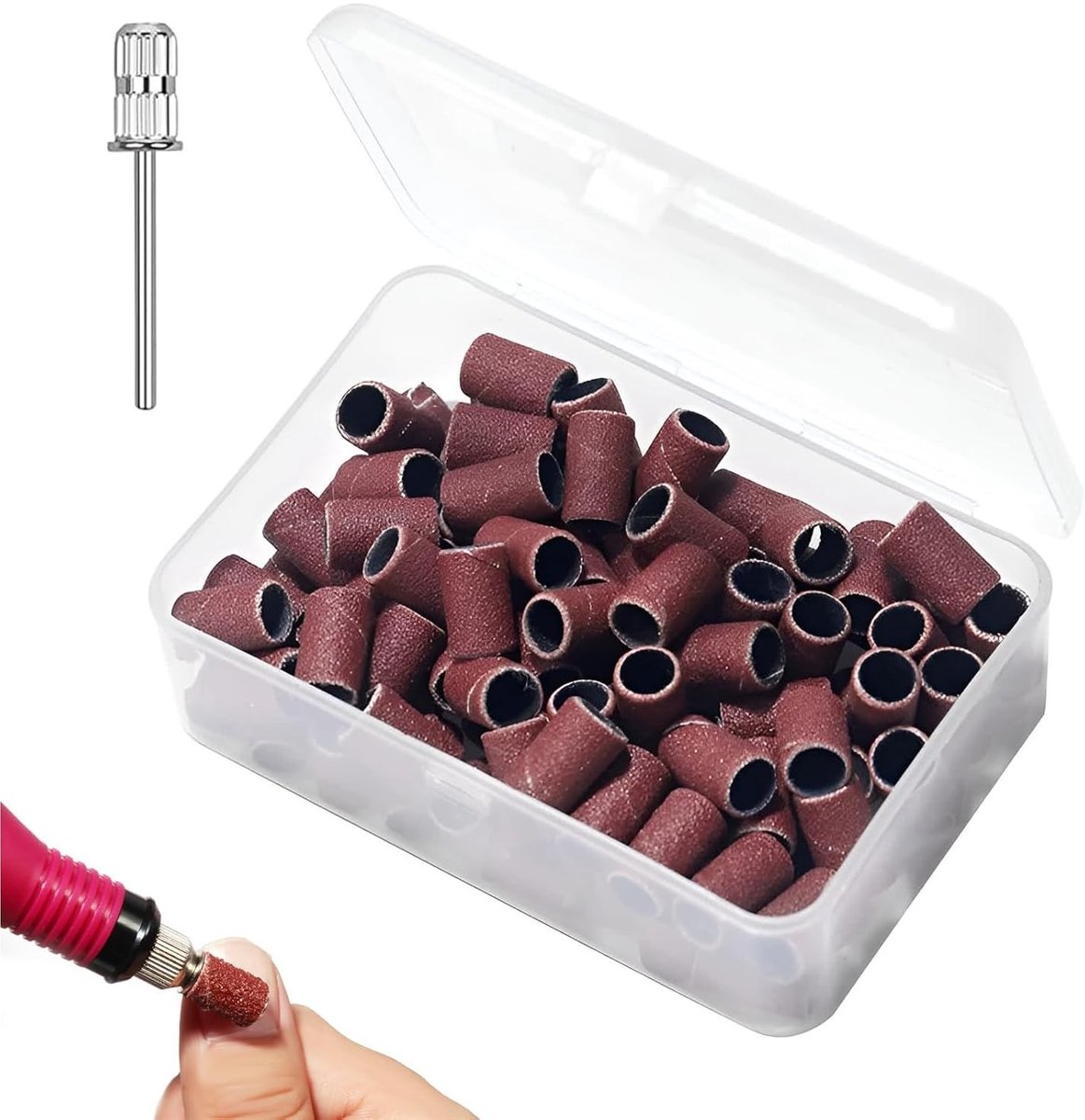 100 Stuks 180 Grit Slijpdoppen voor Nagelfrees, Manicure en Pedicure Accessoires, Bruin, Nagelverzorging en Nageldesign Tools