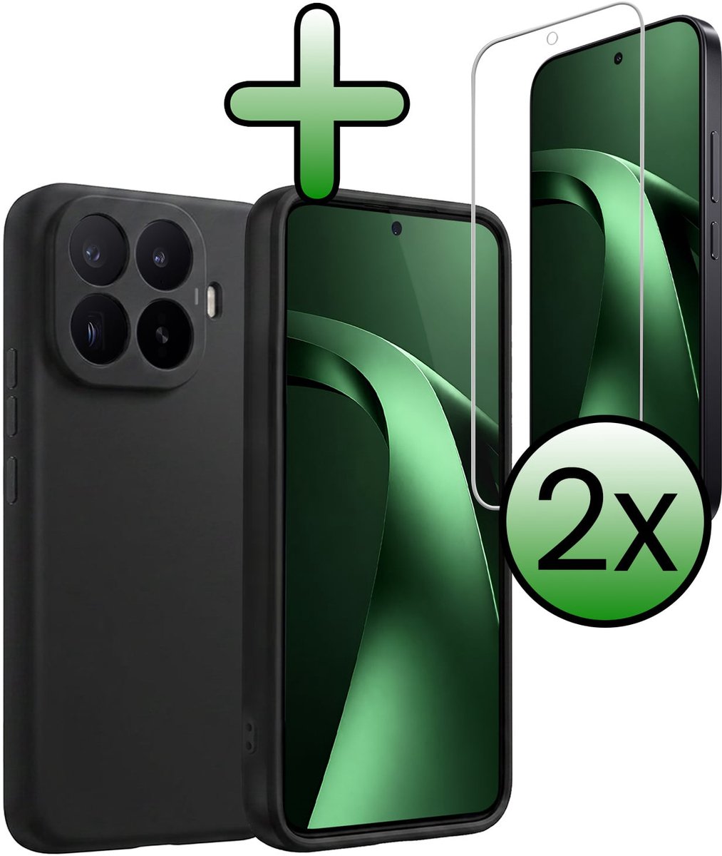 Hoesje Met 2x Screenprotector - Geschikt voor Xiaomi 17T - Sterk & Shockproof - Back Cover - Siliconen Case - Telefoon Hoes - Zwart
