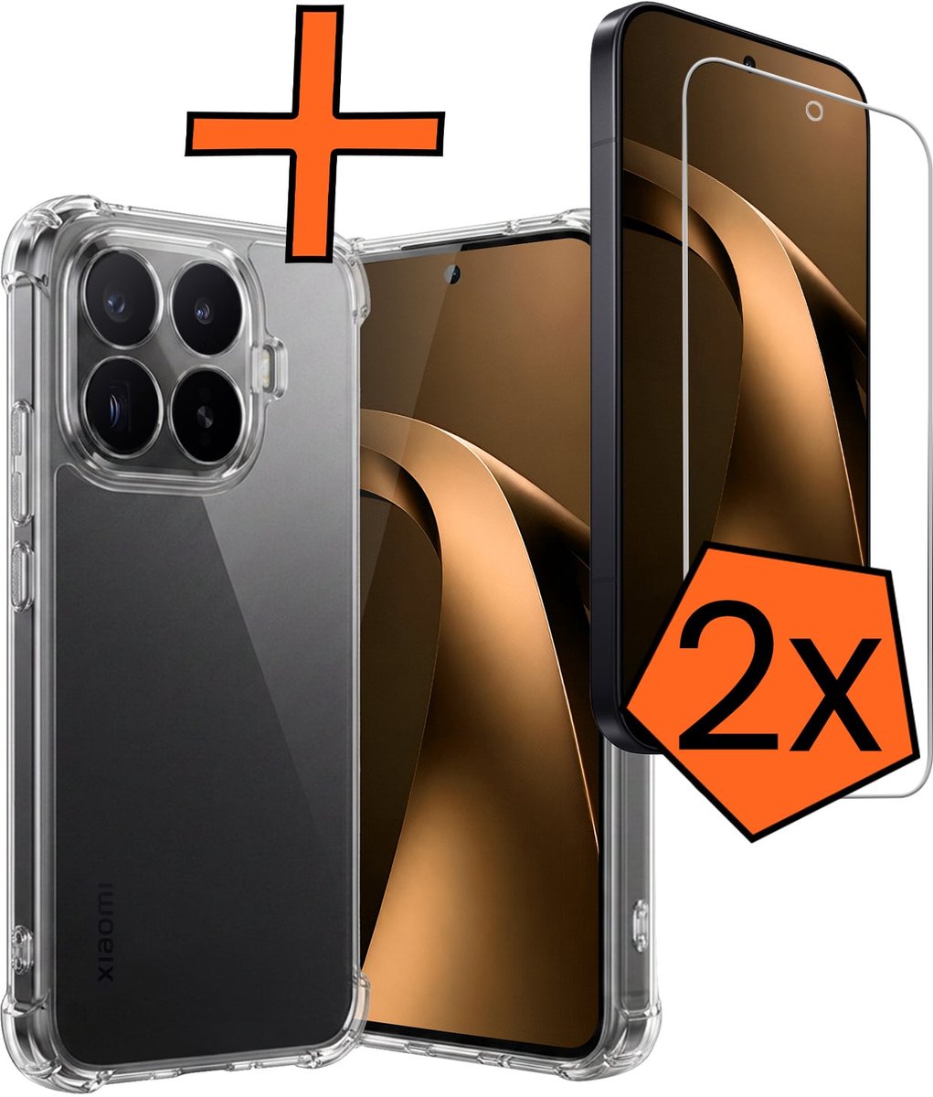 Hoes - Met Screenprotector - 2 Stuks - Geschikt voor Xiaomi 17T Pro - Sterk & Shockproof - Siliconen Case - Back Cover - Telefoon Hoes - Shock Proof - Transparant
