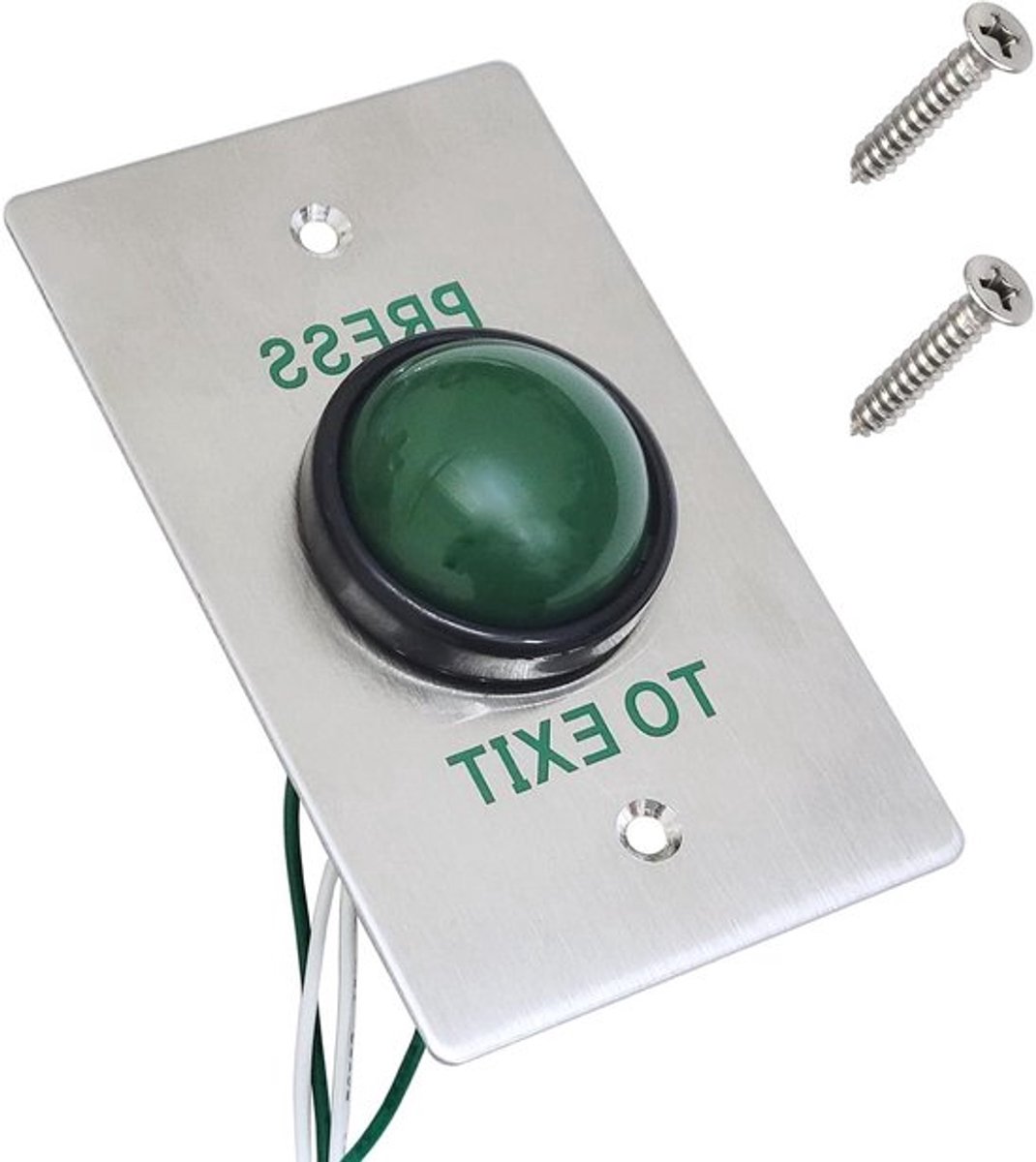 Drukknop voor Toegangscontrole met Groene Drukknop en Geborsteld Paneel voor Deurbeveiliging (115mm x 70mm)