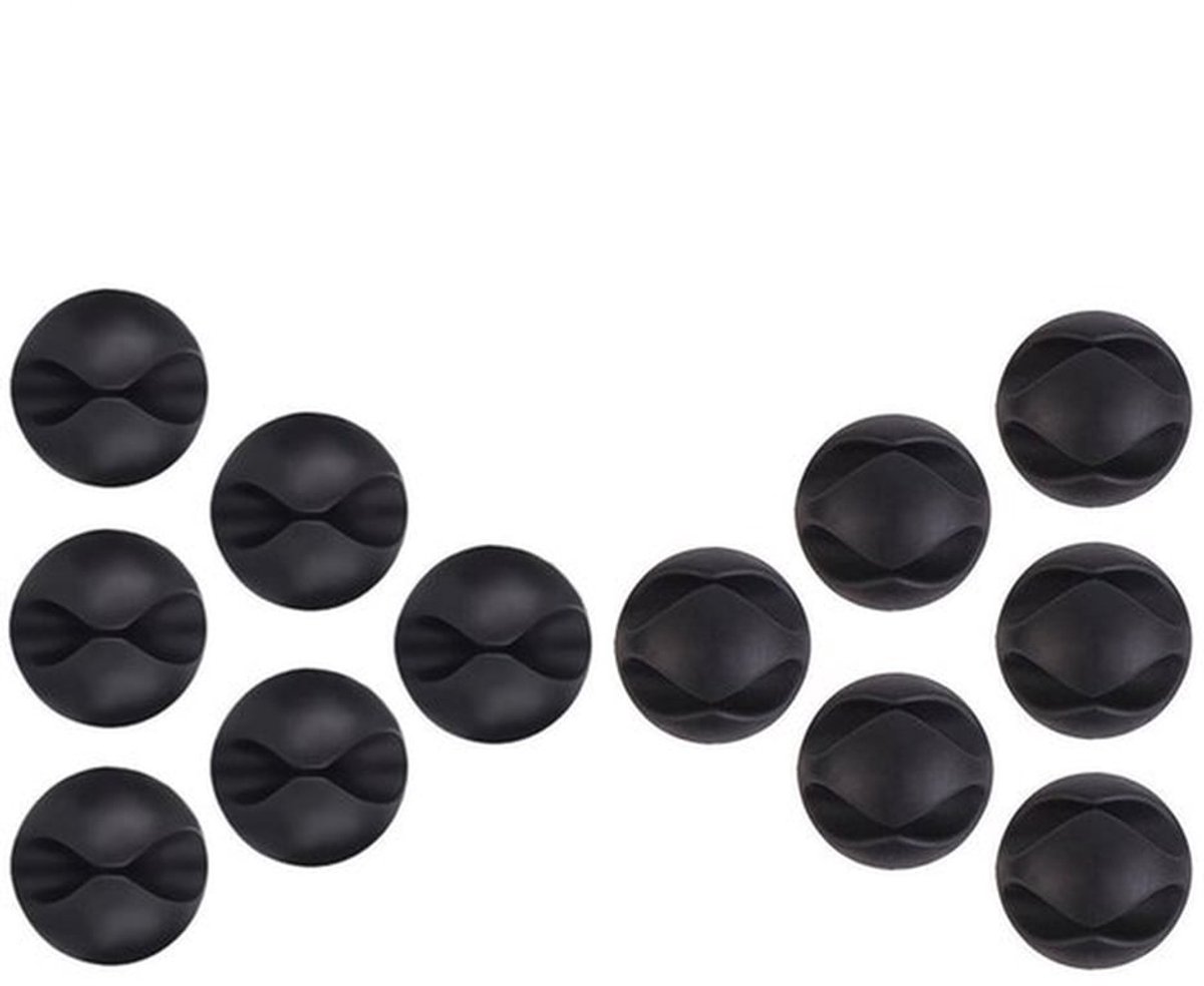 12-pack kabelclips - Duurzaam kabelbeheer - Sterk zelfklevend pad - Kabelorganizer - Geschikt voor bureau en auto
