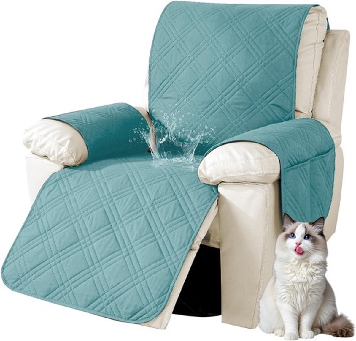 Zitstoelbescherming met zakken, antislip en wasbare hoes voor relaxstoelen en tv-stoelen, microvezel zitbedekking, bescherming tegen huisdieren, vlekken en slijtage
