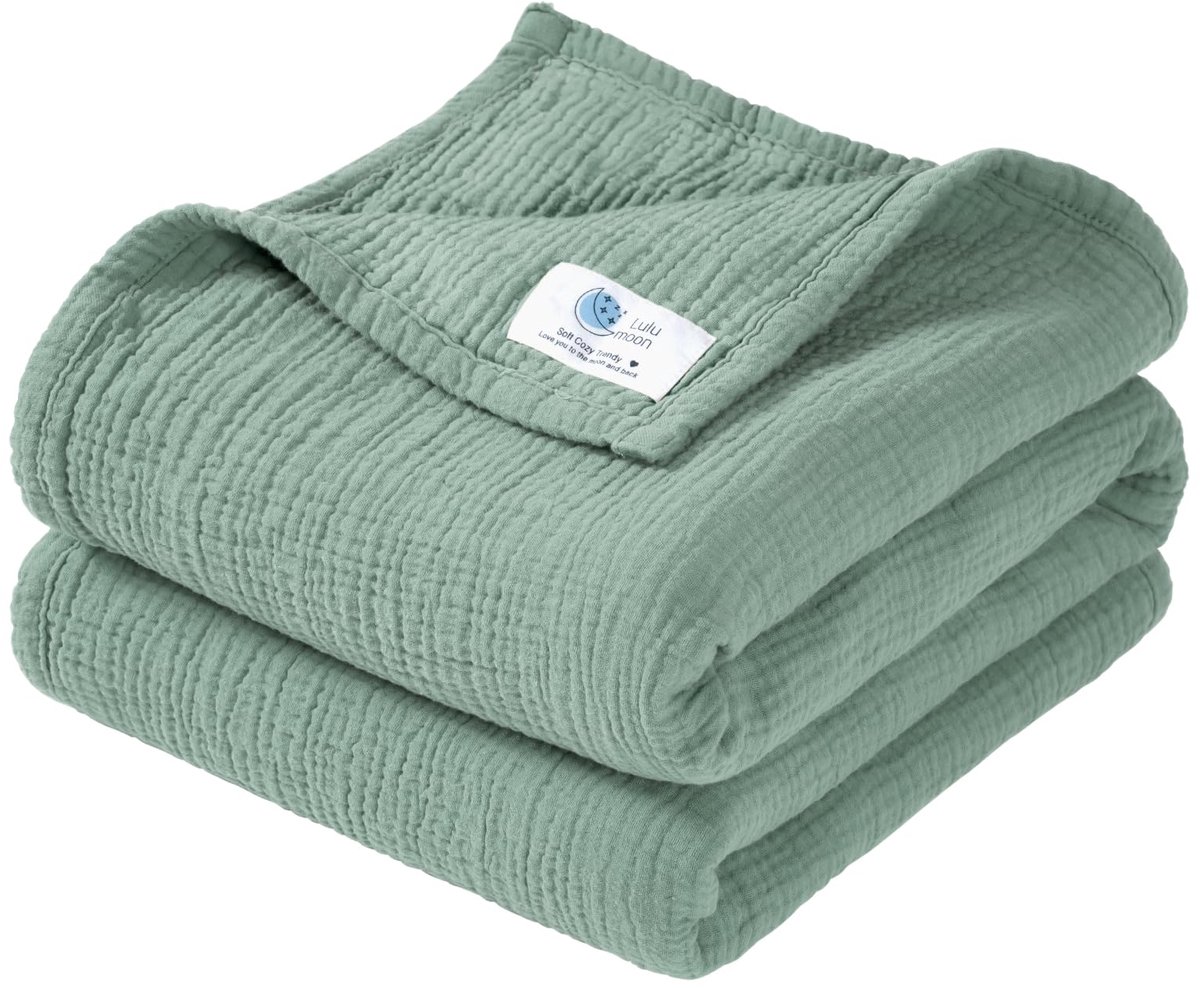 SnelShoppen - Luxe Mousseline Deken voor Baby en Peuter, Wieg Deken 117 x 107 cm, Zacht 100% Katoen, Perfect voor Thuis en onderweg, Lotusblad Kleur