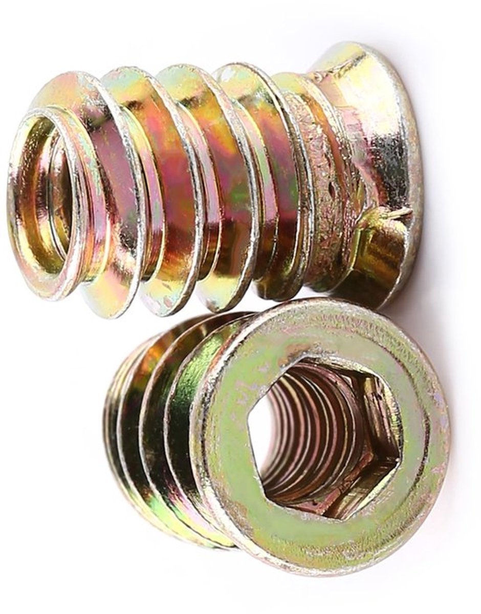 Zeskantkophulzen 20 Stuks - Holle Moeren - Koolstofstaal - Schroefdraad - Voor Houten Meubels - M6 x 15 mm - Inlegmoeren