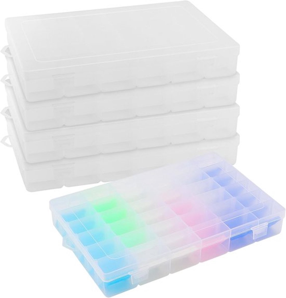 Sorteerdozen 5 stuks - Transparante Sorteerdoos - 36 Vakken - Verstelbare Organizer - Lichtgewicht Opbergdoos - Bescherming tegen vuil