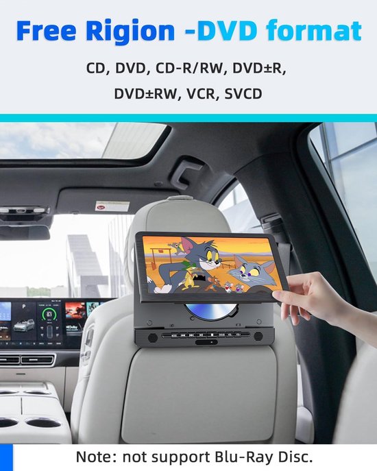 Auto DVD-speler - Dubbele schermen - Reizen met kinderen - 5 uur batterijduur - 2x 12 inch - Zwart — afbeelding 4