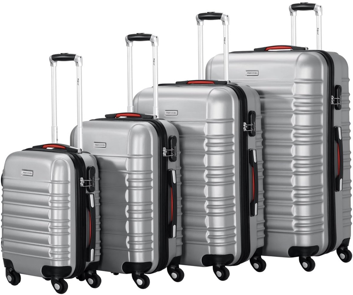 SnelShoppen - Set van 4 Hardcase Koffers ABS - Harde Koffer S-M-L-XL met Telescopische Handgreep, 4 Easy Roll-Wielen, Hangslot, Robuuste Reistrolley i