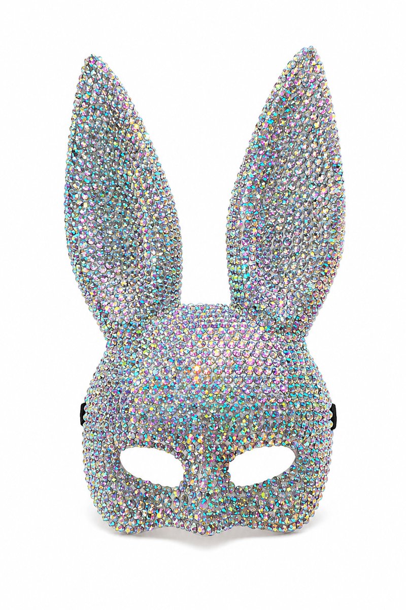 KIMU® Masker Konijn Strass Parelmoer - Gemaskerd Bal Bunny Sexy Diamantjes Steentjes Gothic Victoriaans Elegant Vrouwen Volwassenen Oogmasker Masquerade Festival
