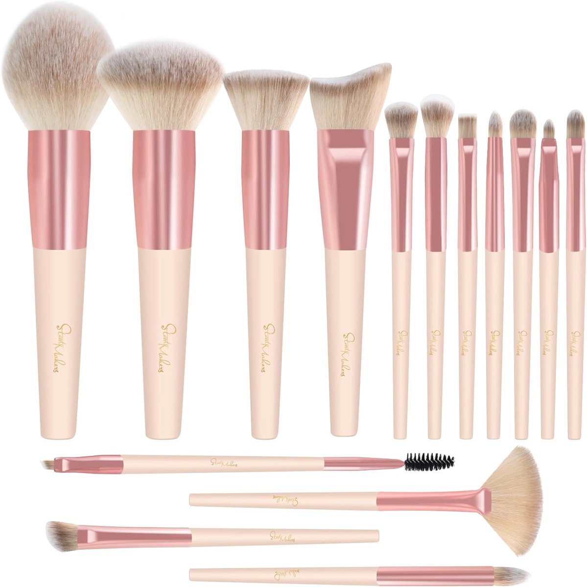 SnelShoppen - 15 Stuks Marmeren Make-Up Kwastenset voor Poeder Blush Blending Oogschaduw - Professionele Make-Up Kwasten voor Feest, Dagelijks Gebruik