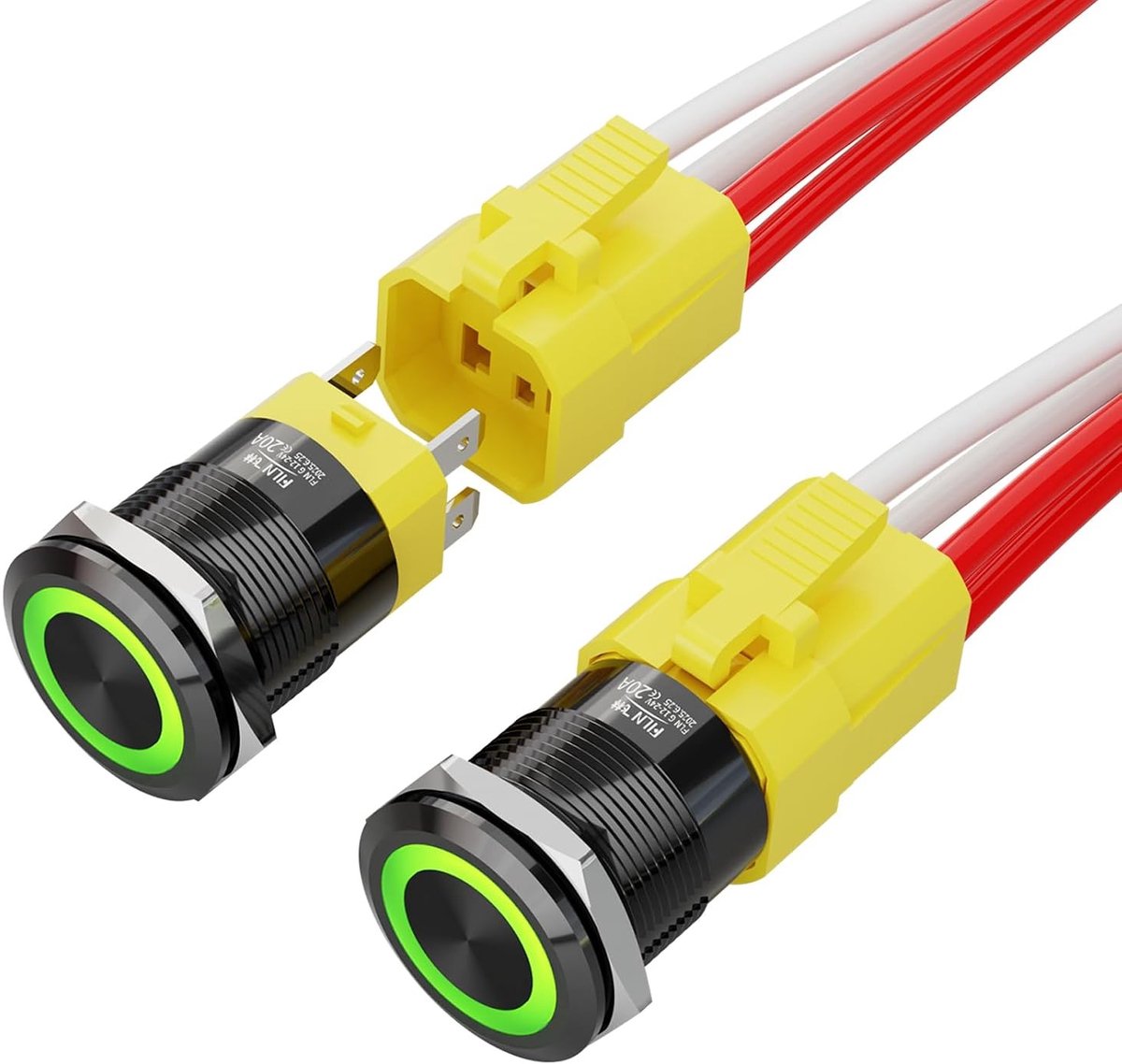 Metalen drukknop led-schakelaar 22 mm, IP65 waterdicht, 12-24 V DC, voor schakelkast en bedrijfsvoertuigen, met kabel en 1NO1NC functie