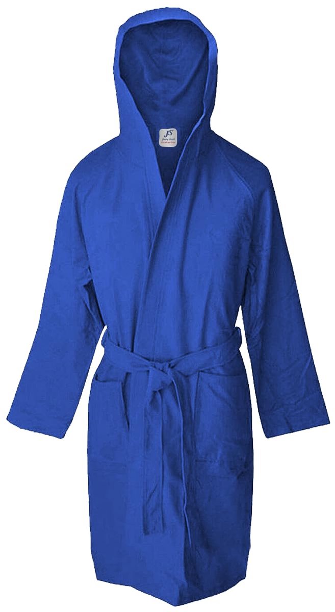 SnelShoppen - Badjas van microvezel met capuchon en riem voor heren/dames, ruimtebesparende verpakking, maat S, kleur Blauw Koninklijk - Perfect voor