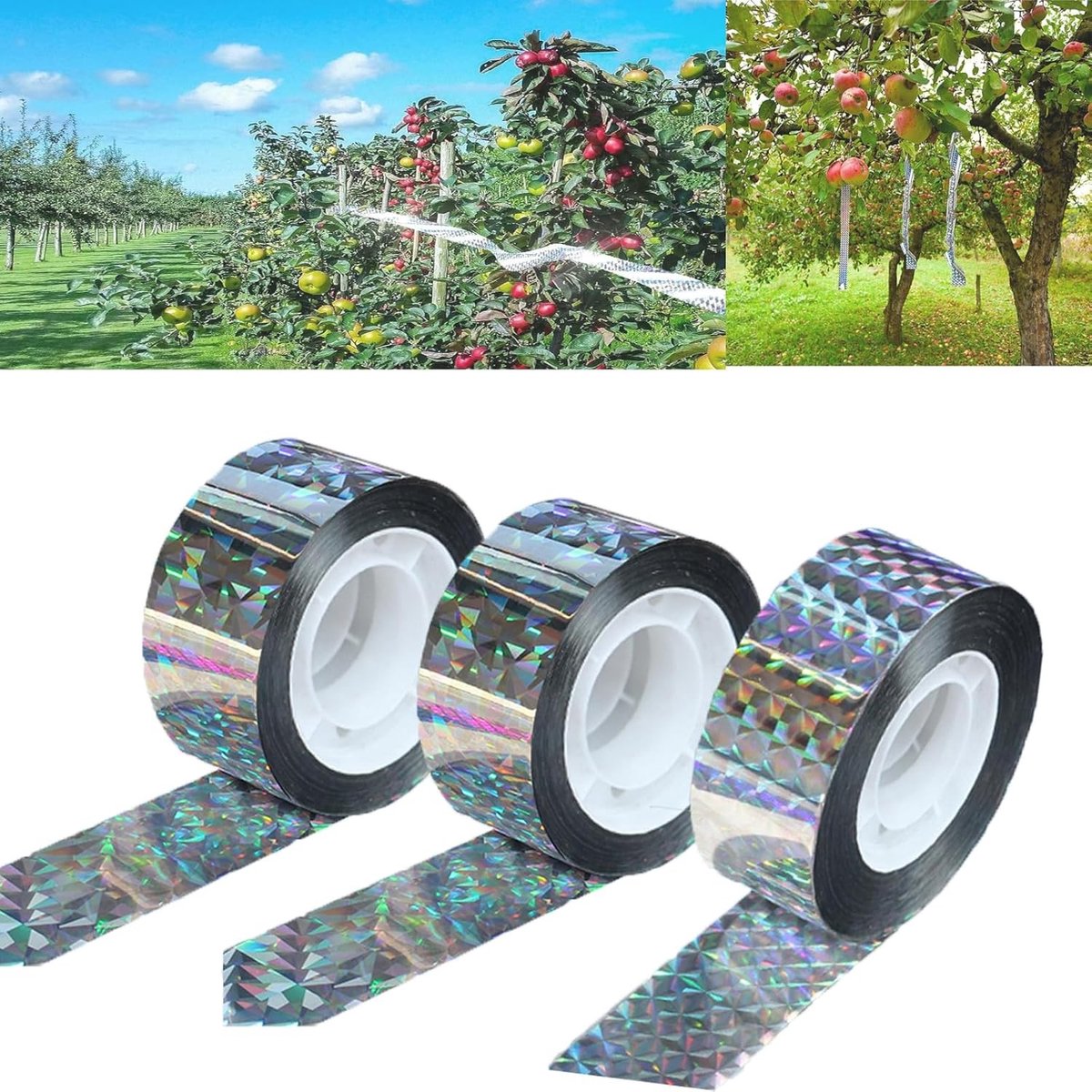 Reflecterende Vogelbescherming Tape - 3 Rollen, 50m x 2.2cm, Effectieve Afschrikking voor Tuinen en Daken, Vogels Weerhouden en Schade Voorkomen