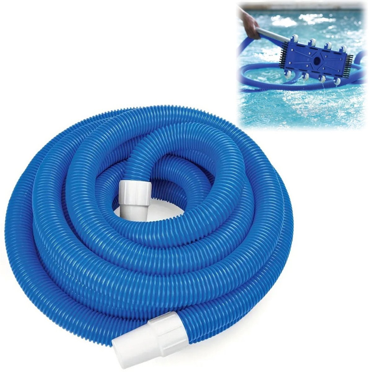Drijvende slang van 9 m (diameter 38 mm) met zuigmond – Multifunctionele blauwe zwembadslang – Apparatuur voor zwembadreiniging en -onderhoud