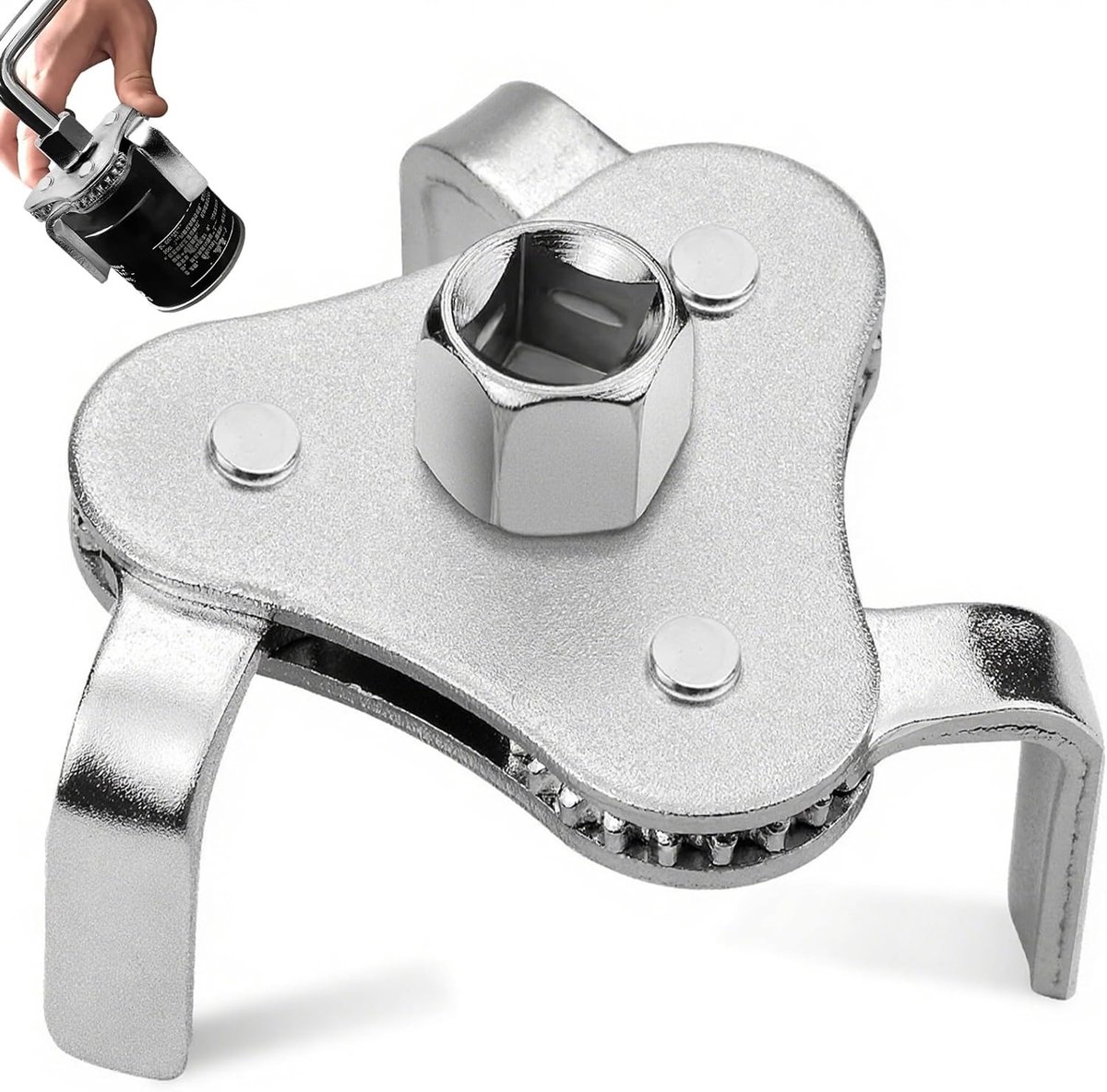Verstelbare oliefilter sleutel met 3 armen voor auto’s en motoren, geschikt voor oliefilters van 64-116mm, ideaal voor onderhoud en reparatie