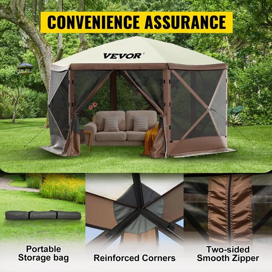 Loushops - Tent - Pop up tent - Tarp - Luifel - 6 Zijdig - Zonnenscherm - Weerbestendig - Insect dicht - 305 x 305 x 229 cm — afbeelding 2