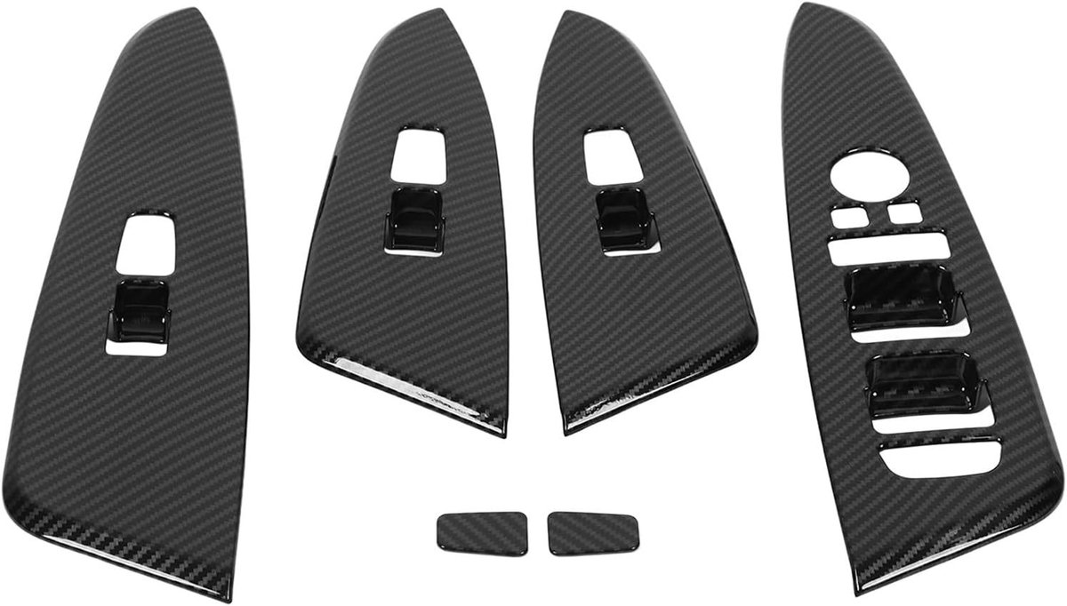 6-delige set deurbekleding voor raambediening, carbon fiber stijl, vervangende stickers voor sportauto's en SUV's, interieuraccessoires en decoratie