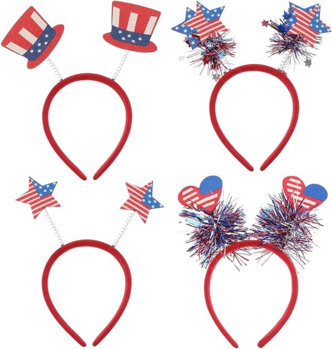 Mini Hoedjes Haarbanden voor Onafhankelijkheidsdag: 4 Stuks Amerikaanse Vlag Haaraccessoires voor Feestdecoratie en Themafeesten