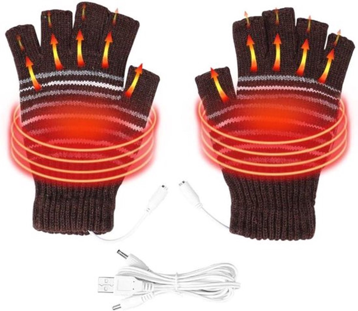 USB Verwarmde Handschoenen voor Winter - Unisex - USB-voeding - Wasbaar - Halve Vingers - Fietsen, Motorrijden, Wandelen, Skiën, Bergbeklimmen.