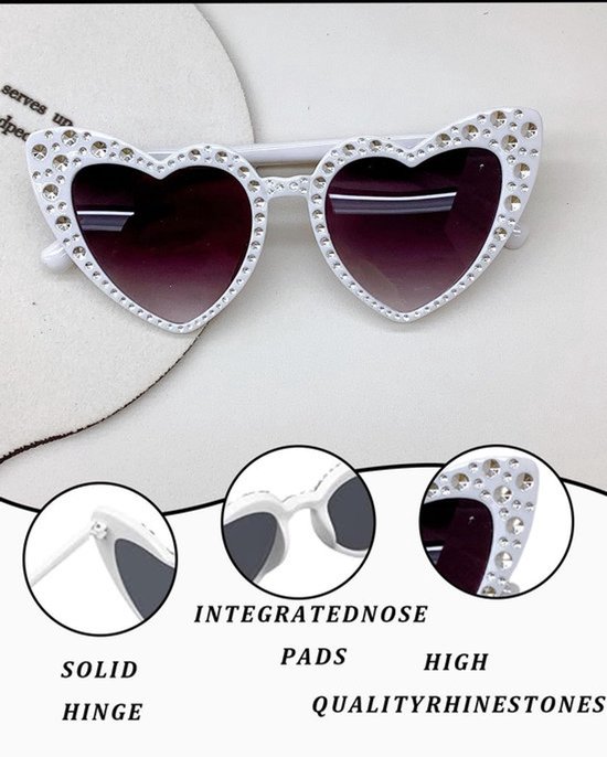 Zonnebril Hartvormig - Retro Zonnebril - UV400 Bescherming - Parels - Uniseks - Hoogwaardige Materialen - Fashion Eyewear — afbeelding 3