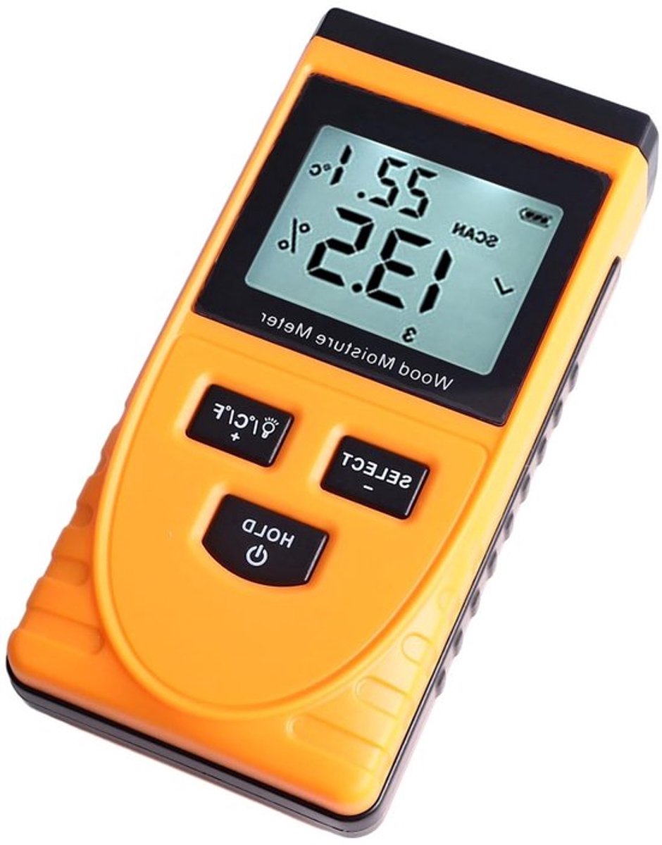 Digitale Houtvochtmeter zonder Pin, Niet-destructieve Vochtmeting, 8 Niveaus Instelbaar voor Houtmeting en Bouwmaterialen