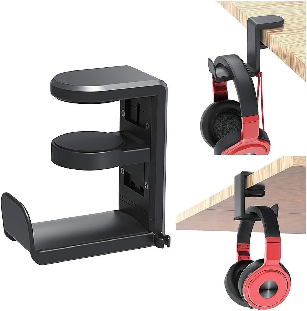 Koptelefoonhouder voor Onder Bureau – 360° Draaibare Headset Standaard – Verstelbare Kopfhörer Hanger