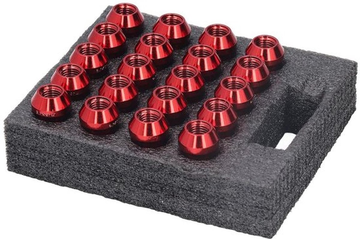 M12x1.5 Wielmoeren met Moersleutel - Set van 20 Stuks - Hoge Hardheid - Vervanging voor Auto - Rood