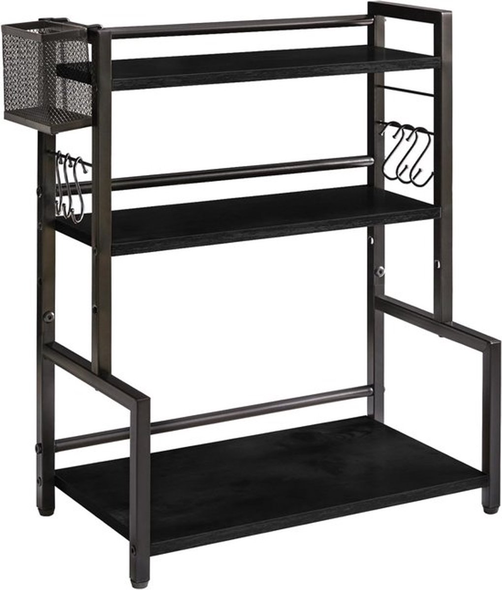 Keuken Kruidenrek - Aanrecht Organizer - Keuken Opbergen - Met 6 Haken - 43 x 24 x 53 cm - Zwart