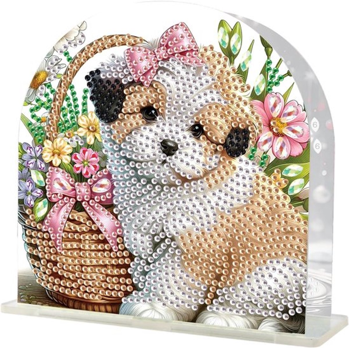 Elegante servethouder voor Diamant schilderen van 6 x 6 inch - perfecte dispenser voor tafel- en keukenaccessoires met decoratieve honden en bloemen