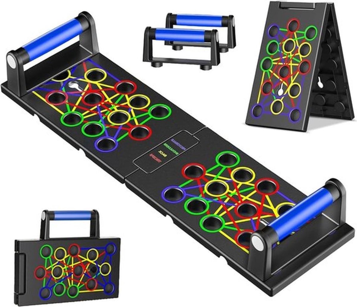 Multifunctioneel 24-in-1 Push Up Board voor Thuis Fitness, Draagbaar en Opvouwbaar, Ideaal voor Spiertraining en Krachttraining