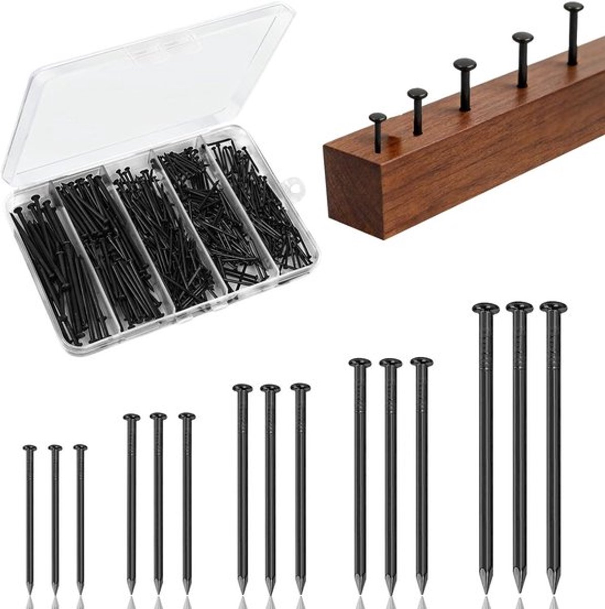 Stalen Nagels Zwart - Nagels Set - Klusjes Thuis - Roestbestendig - 400 Stuks - Zwart