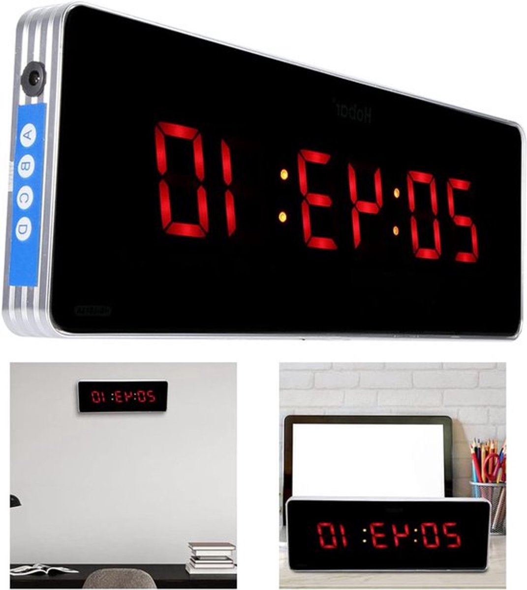 Grote Digitale LED Wandklok van Aluminium Legering, Elektronische Klok voor Tijd en Temperatuur, Ideaal voor Thuis, Gym, Kantoor en Klaslokaal, 14.2 * 5.1 inch