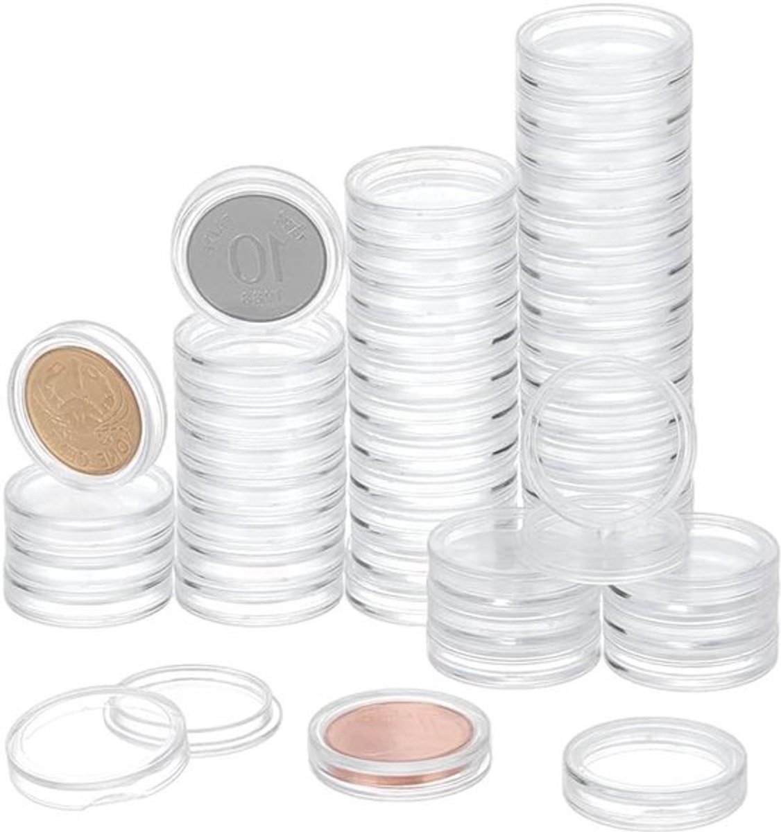 160 Stuks Coin Capsules Houder voor Verzamelaars - 16mm Plastic Muntopslag, Duidelijke Ronde Beschermcases en Organiser voor Muntverzameling