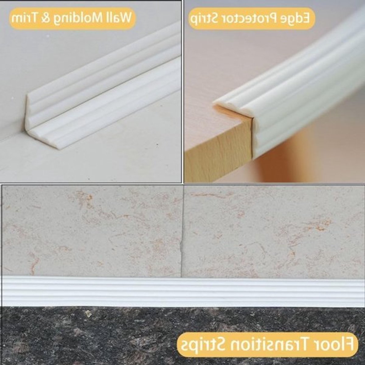 Flexibele PVC Wandprofielen voor Deuren, Ramen, Plinten en Plafonds - Zwart, 20 mm, Zelfklevend en Duurzaam