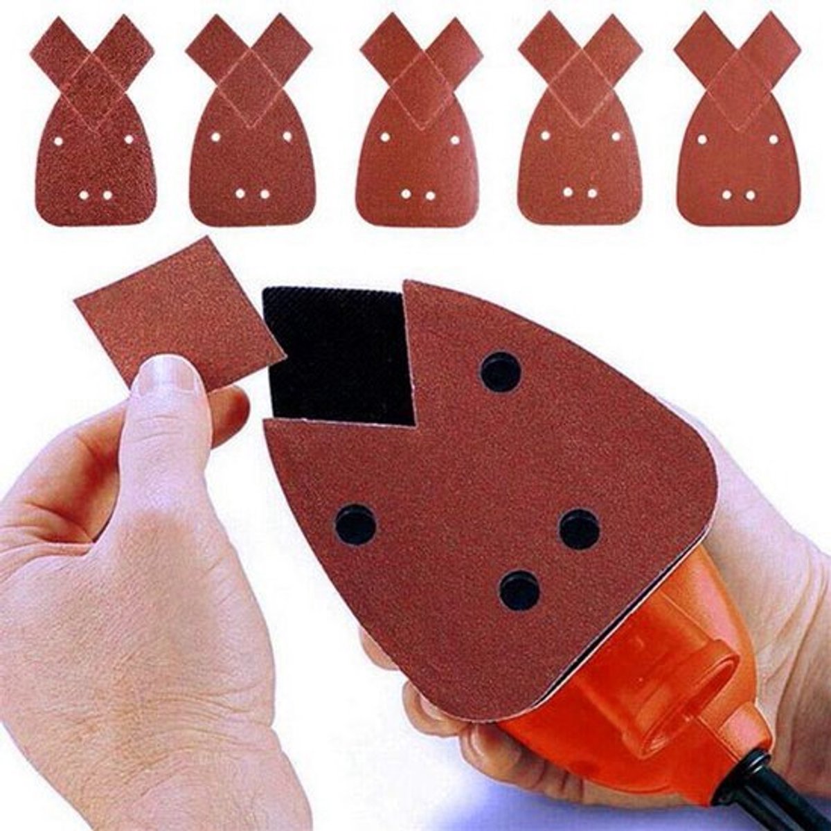 Schuurpads voor muisschuurmachine - 170 x 140 x 95 mm - 120 korrels - inclusief 10 stuks schuurpapier voor palmschuurmachine - muisdetailschuurmachine met vervangingstips