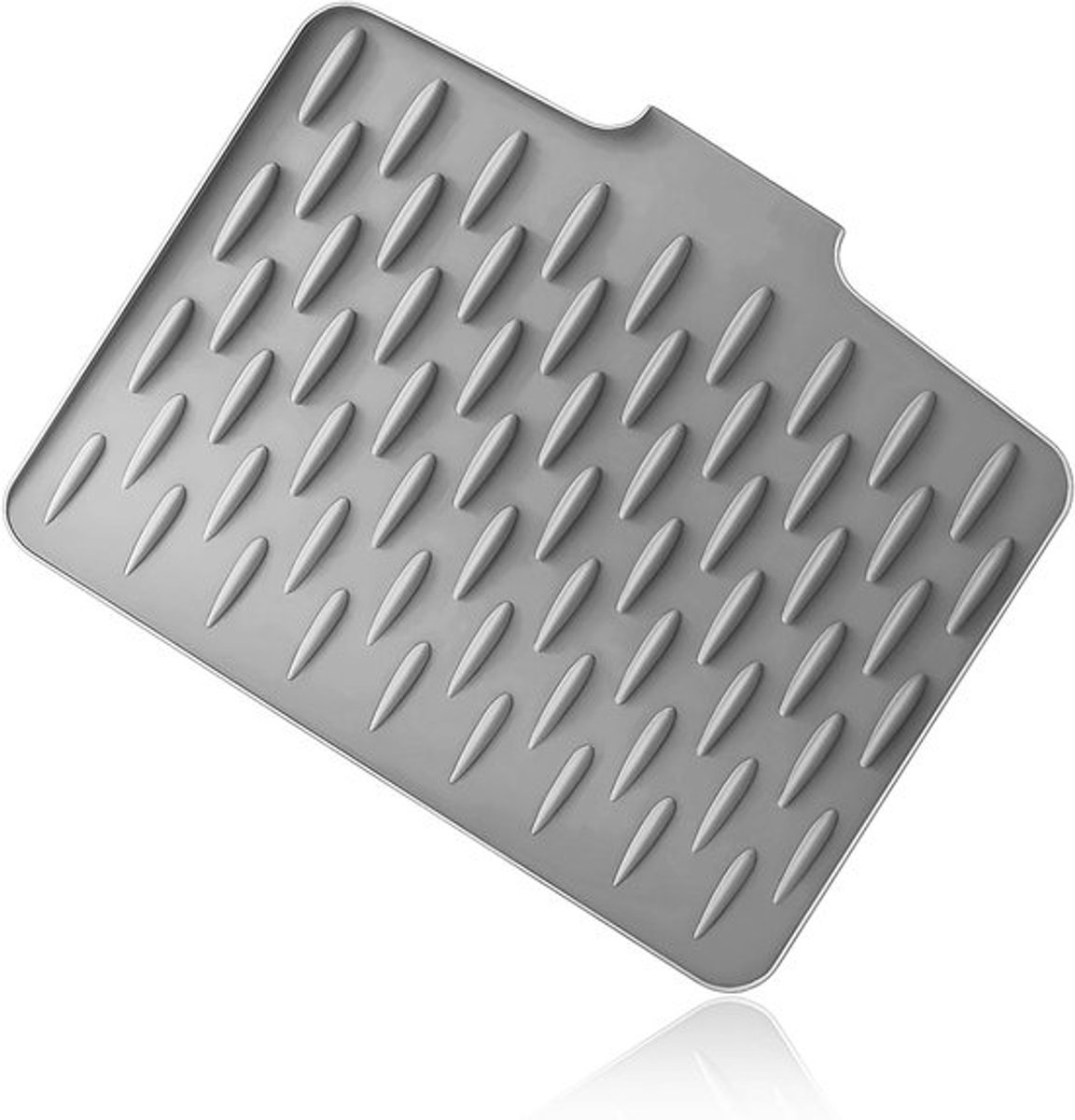 Lekvrije Siliconen Afvoermat 40 x 32.5 cm - Werkbladbescherming voor Afwas, Groenten en Fruit met Afvoeropening, Lichtgrijs