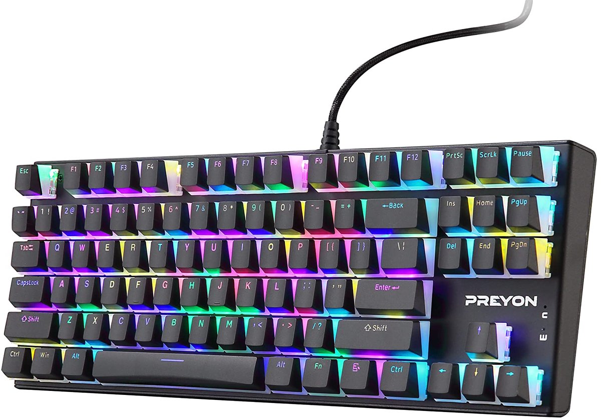 SnelShoppen - Bedraad Gaming Toetsenbord - Mechanisch Toetsenbord met Achtergrondverlichting - Gateron Blue Toetsen - Volledige Anti-Ghosting - Puddin
