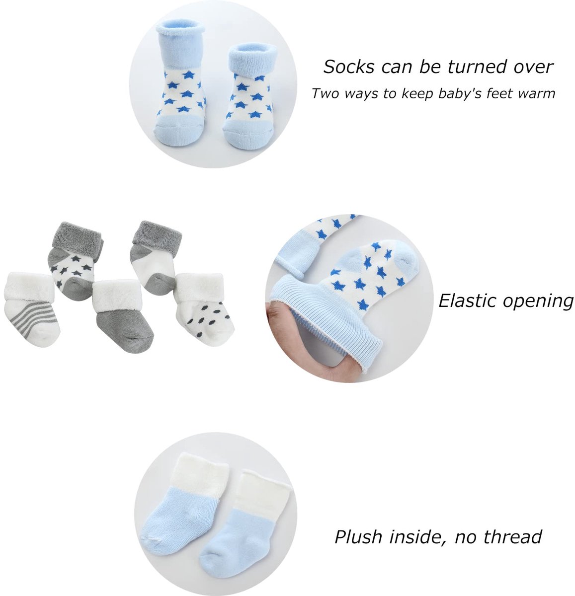 SnelShoppen - Baby Jongens Mutsen, Handschoenen en Dikke Warme Sokken Set Katoen voor Pasgeborenen 0-6 Maanden - Essentiële Accessoires voor Koude Dag