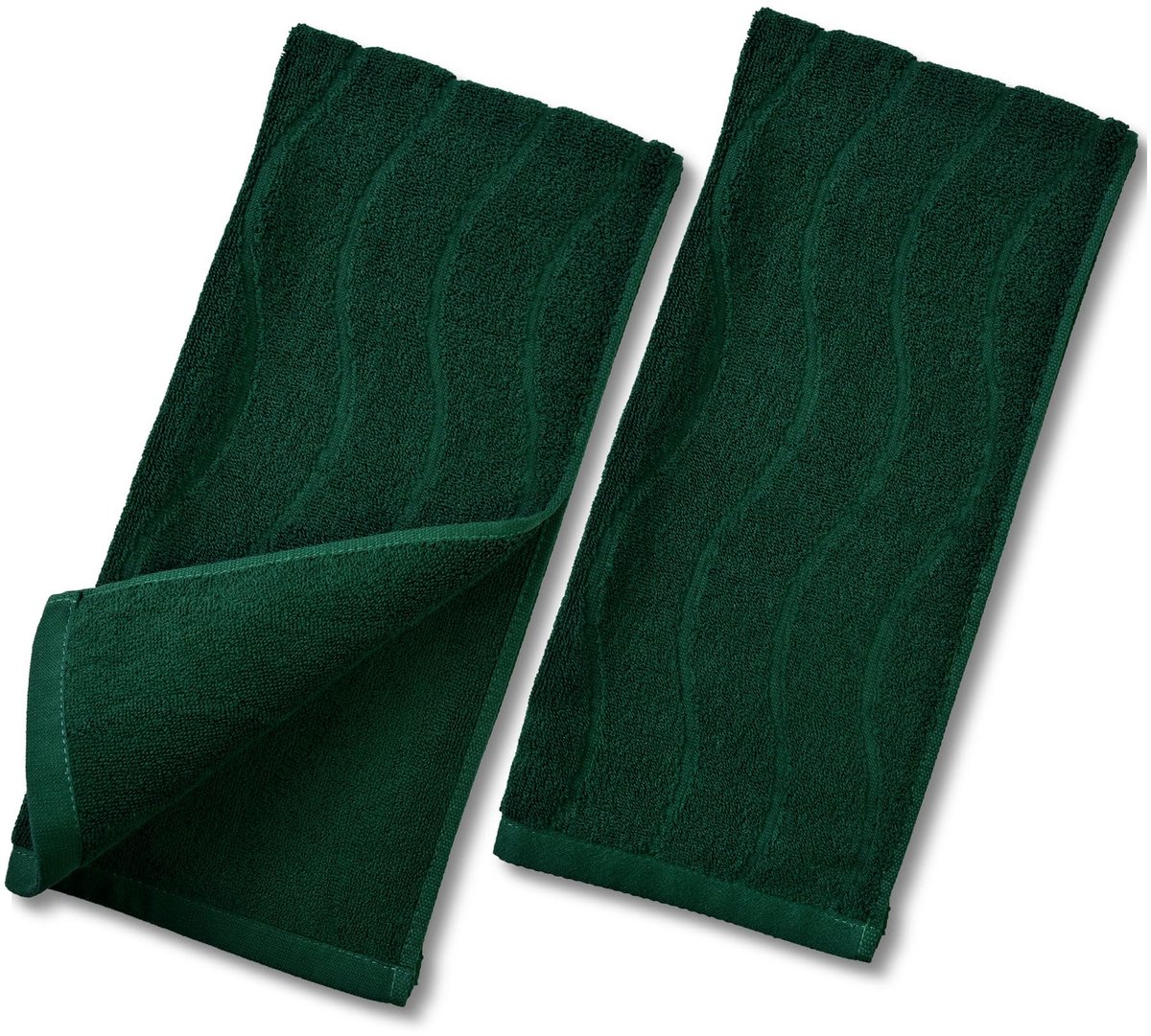 SnelShoppen - 2-delige handdoeken set bosgroen, gestreepte jacquard handdoeken 30x75 cm, 100% katoen, absorberend en sneldrogend voor badkamer en keuk