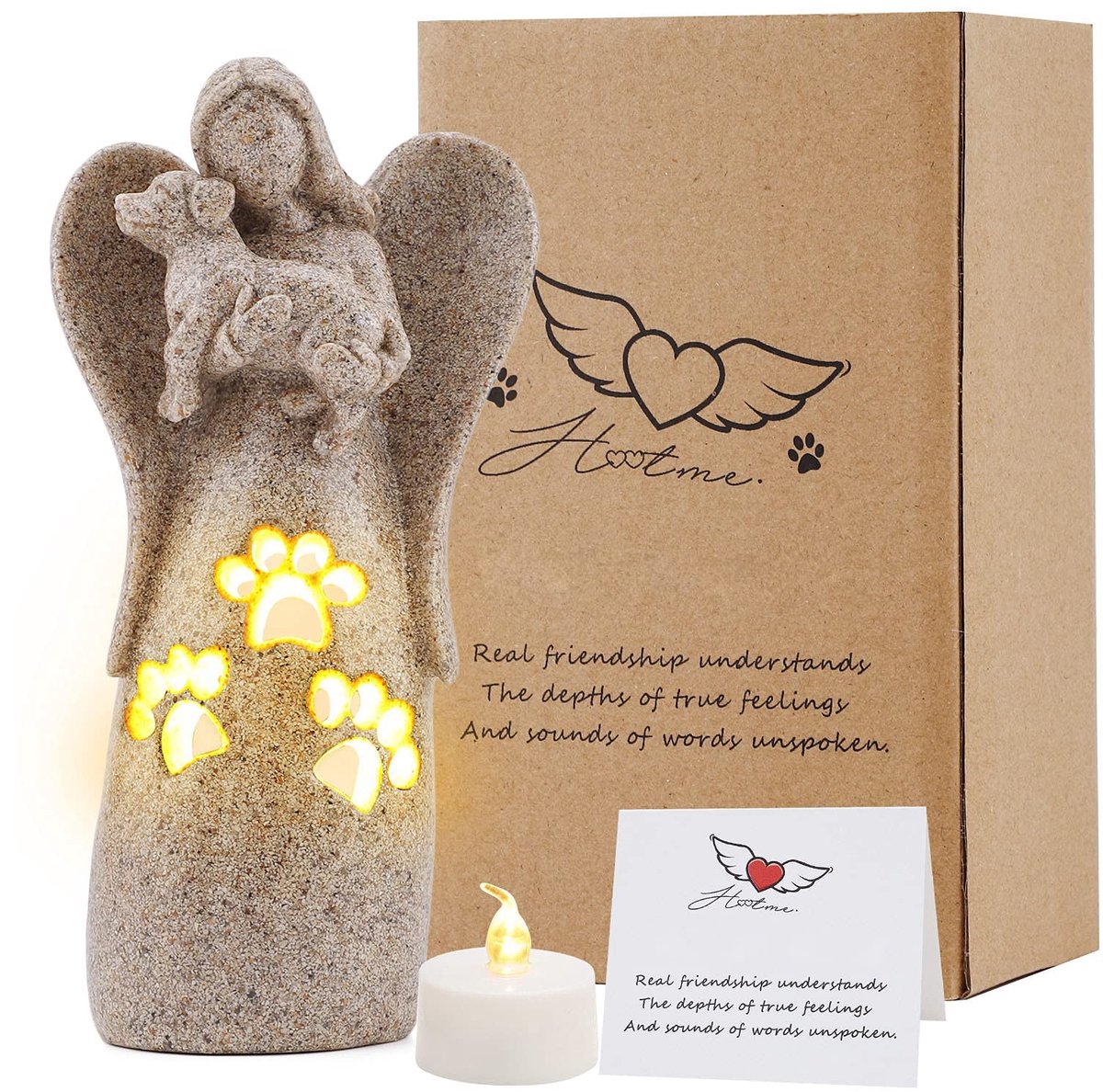 SnelShoppen - BEARAE Hond Memorial Gifts, Kaarsenhouder Standbeeld voor Huisdier Verlies, Rouwgeschenken en Sympathie Geschenken, Kunststof, Zacht en