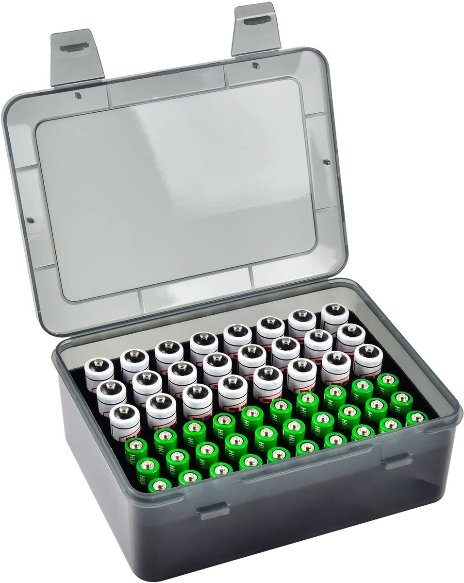 SnelShoppen - Batterij-organizer batterijhouder voor 54 stuks AA AAA-batterijen, thuisorganisatie-container voor een opgeruimd huis, ideaal voor kinde