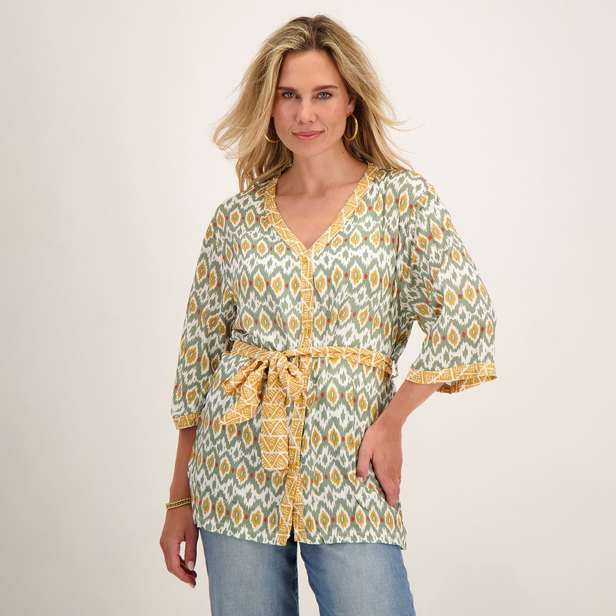 Je m'appelle Dames Blouse - Groen - Maat XL
